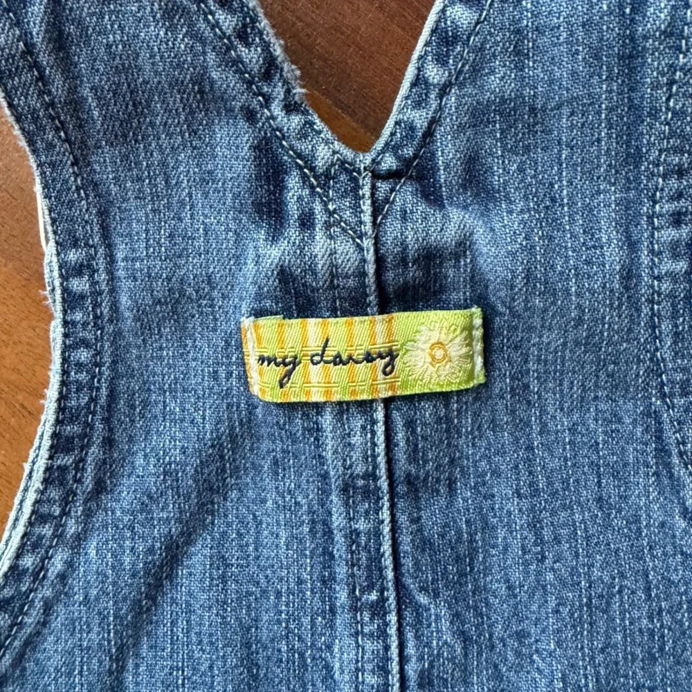 Carters Kids Blue Denim Sunflower Embroidered Overalls Vintage Style 9-12M